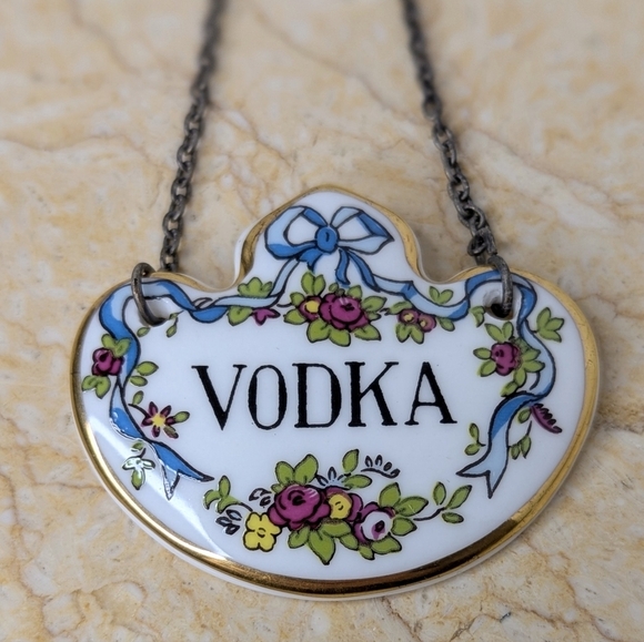 Vintage Coalport Bone China Decanter Vodka Tag Label With Chain - Picture 7 of 7